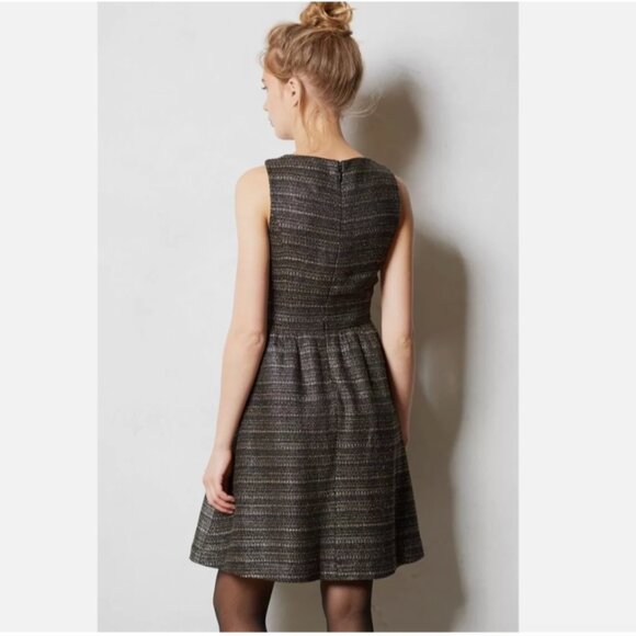 Moulinette Soeurs Dress NEW Anthropologie Tweed Metallic Black Sleeveless Size 4 - Picture 5 of 14